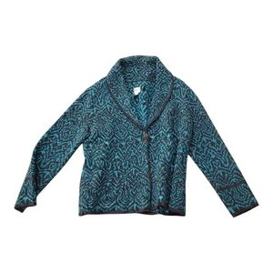 Chico's Teal and Black Patterned Jacket